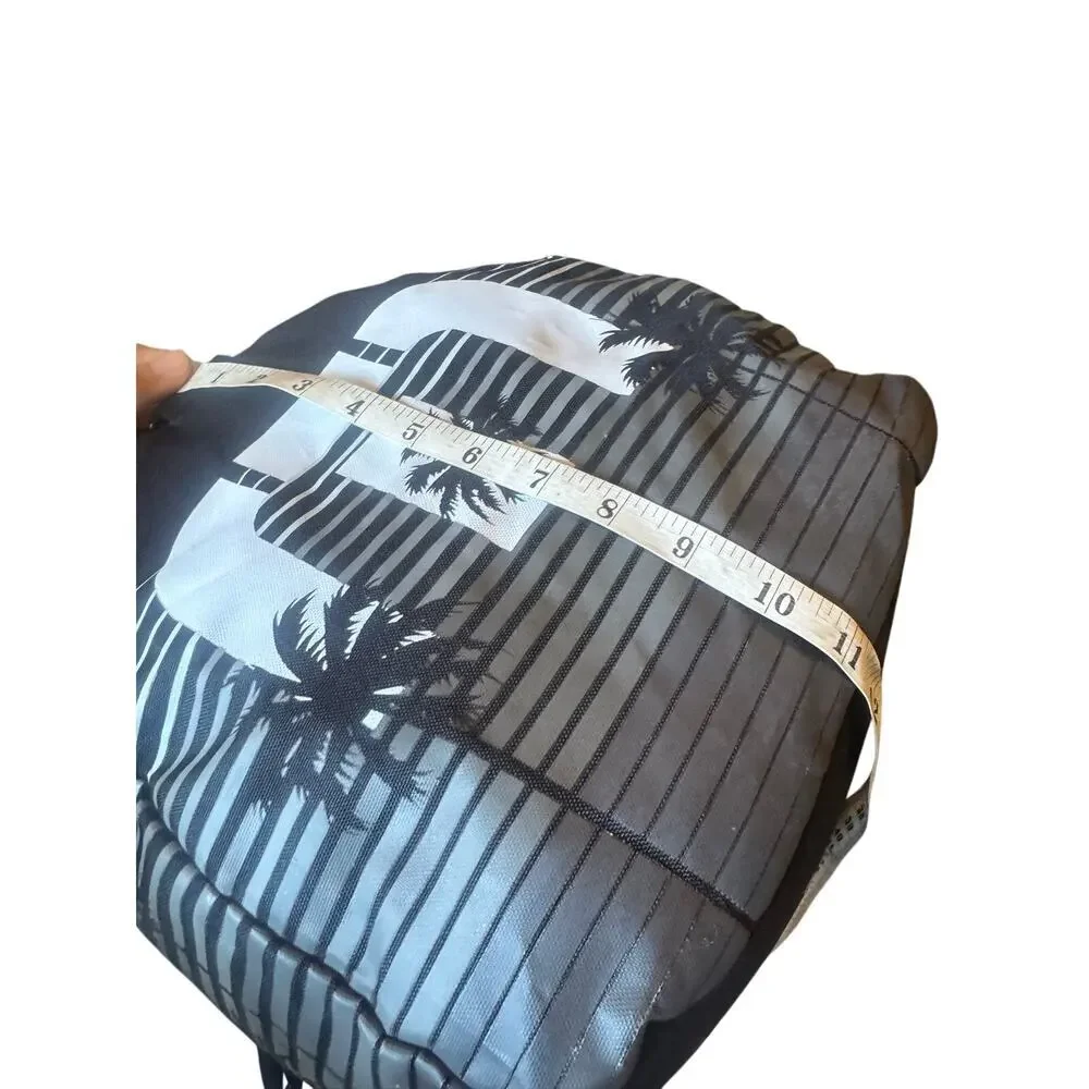 Travis Mathew Palm Stripe Duffel Bag Black Travel Gym Weekender